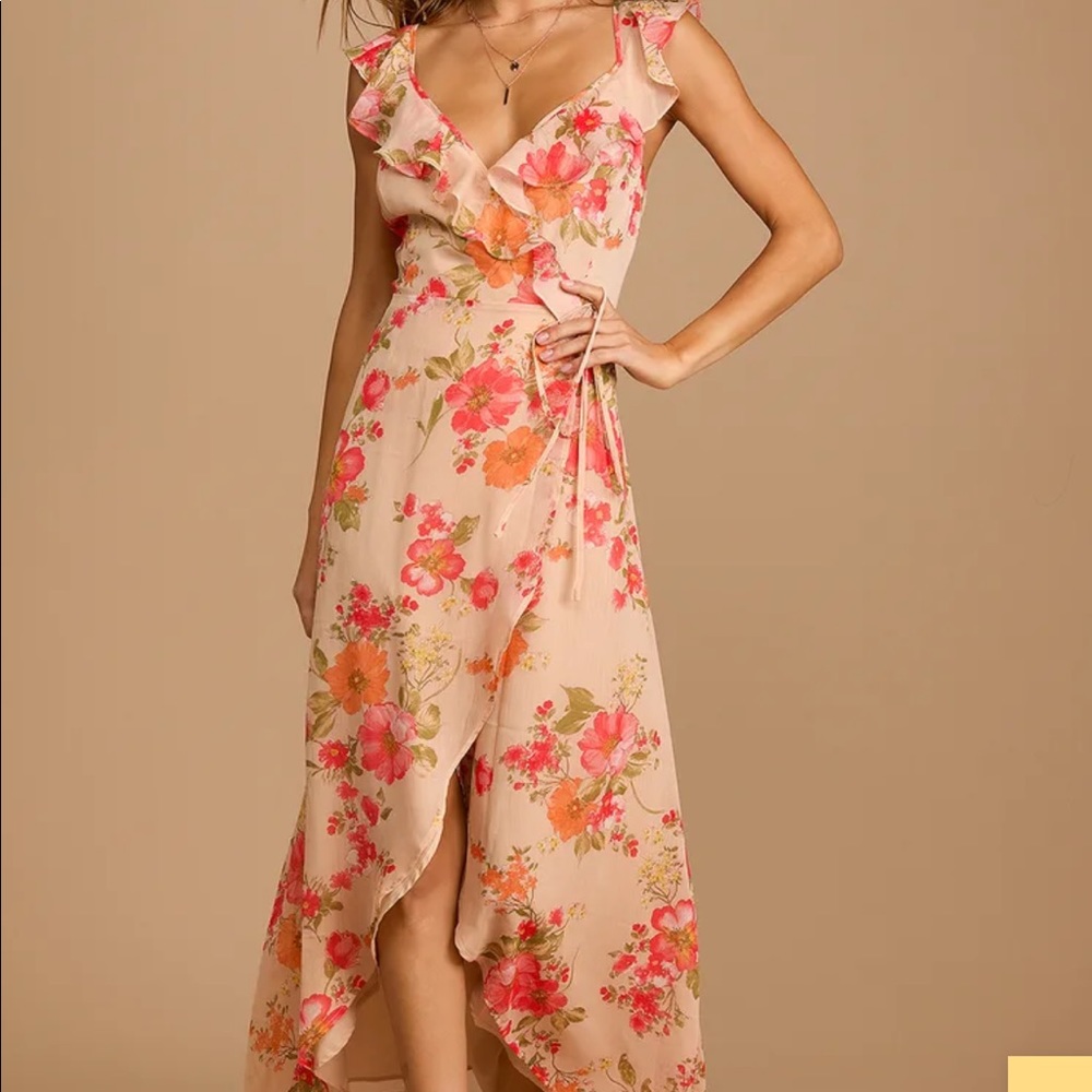 Lulu’s floral print wrap maxi dress